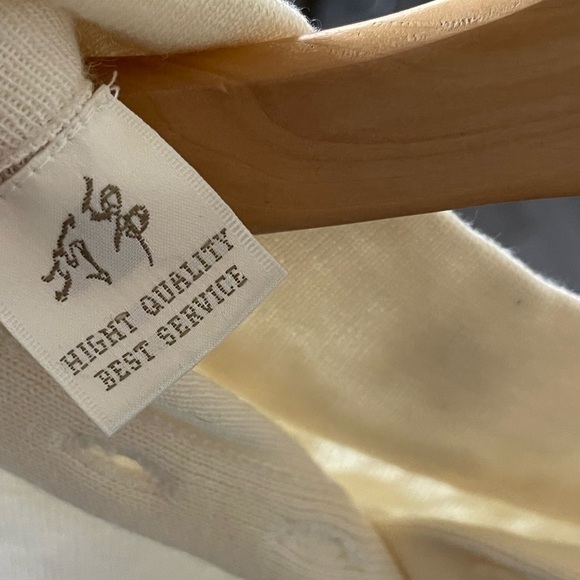 Wool blend women’s ivory/cream sweater with Crotchet Floral Details•••Mock neck - Picture 7 of 10